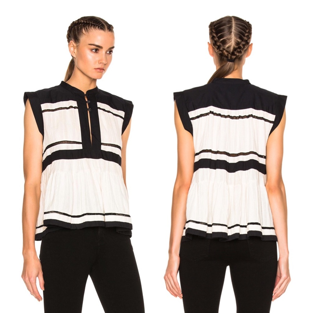Isabel Marant Etoile Black & White Ransom Ecru Top - Picture 6 of 7